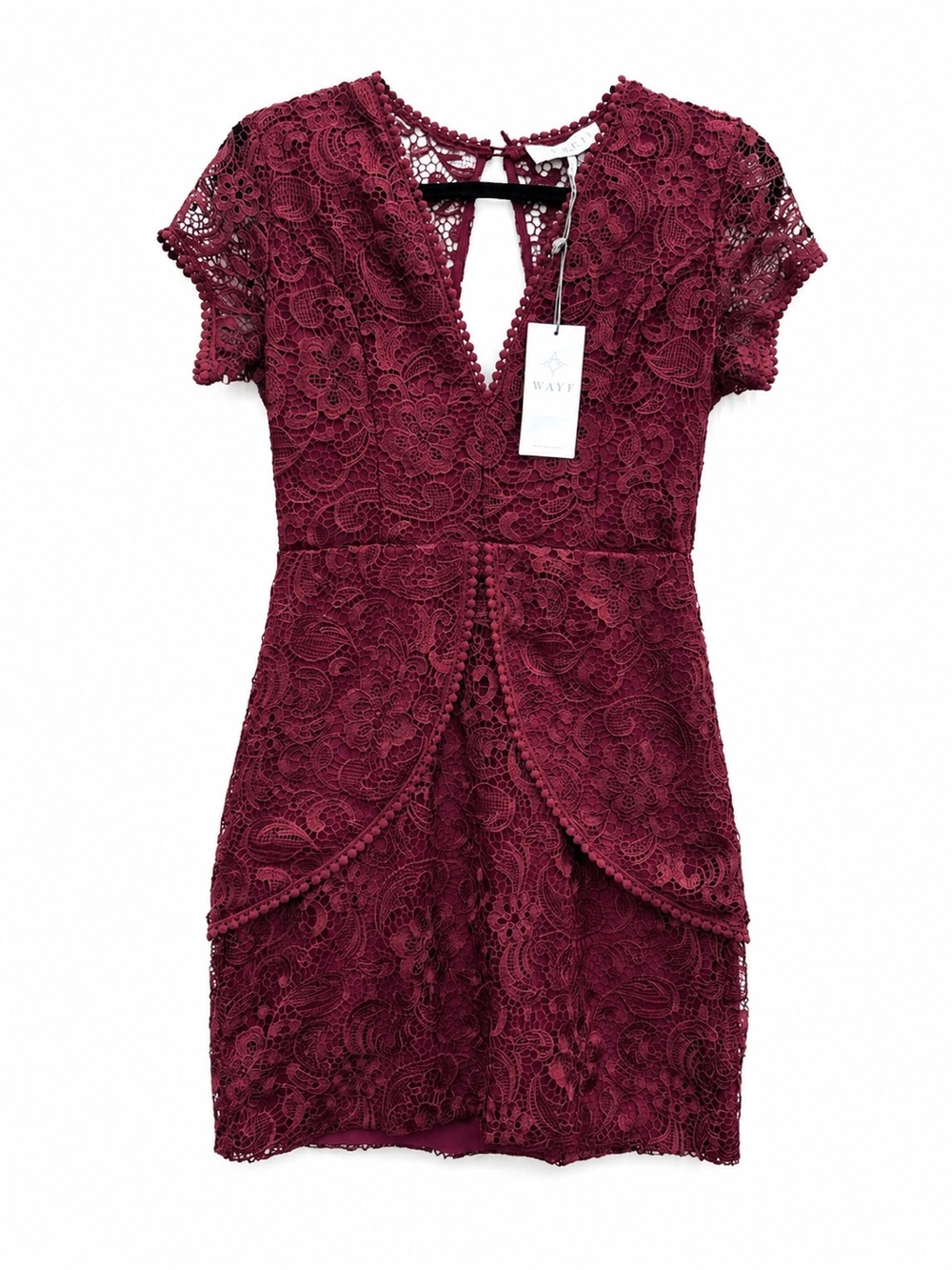 WAYF Burgundy Lace Mini Dress Women’s Size Small Boho Romantic NWT